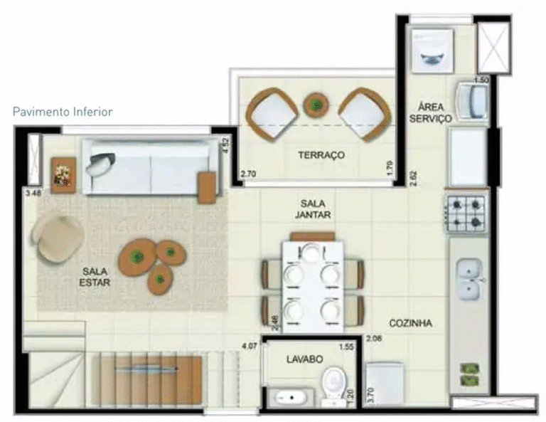 Planta Tipo Duplex 74.55m